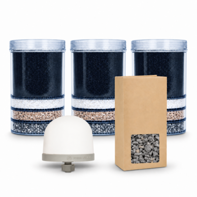 Pack filtration EVA - 18 mois - 3 cartouches - 1 céramiques - 1 recharge minéraux