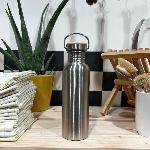 Bouteille inox 800ml - Bouchon en bambou,  poignée de transport