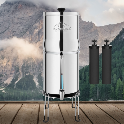 Fontaine à eau Monderma Max Big 8.5L - inclus 2 filtres black filters, 1 base inox, 1 robinet avec vue