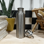Bouteille inox 800ml - Bouchon en bambou,  poignée de transport